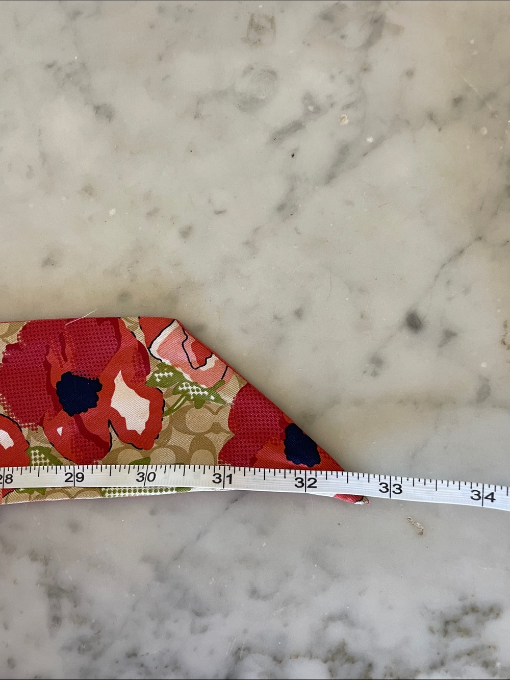 COACH Orange Floral Silk Twilly Skinny Scarf with White Monogram Logo - Picture 13 of 15